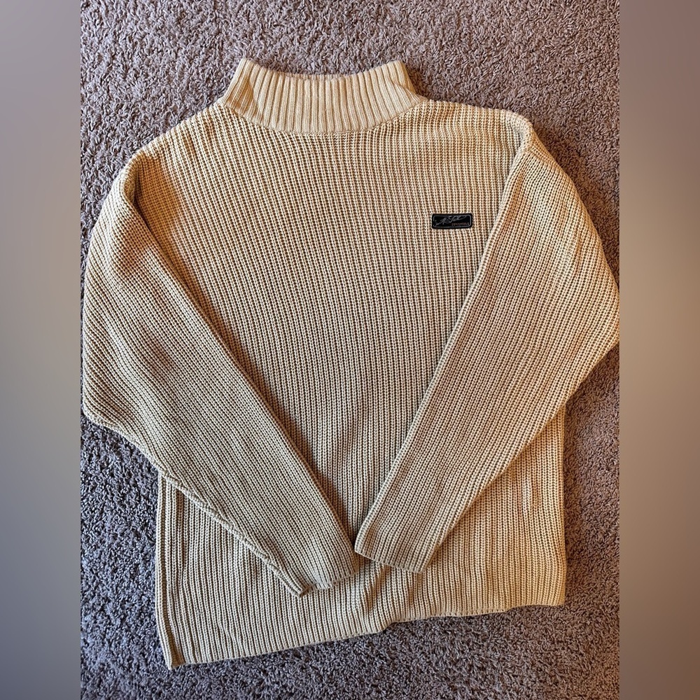 SouthPole cream and tan knit turtleneck sweater